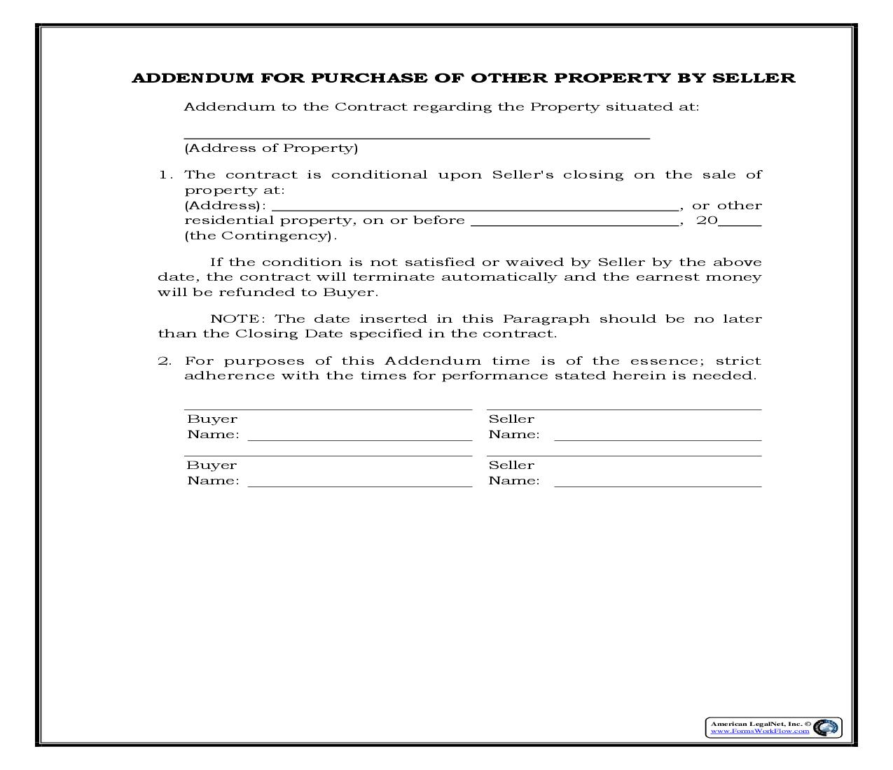 Addendum For Purchase Of Other Property By Seller {RE-2003AD} | Pdf Fpdf Docx | Legal Forms