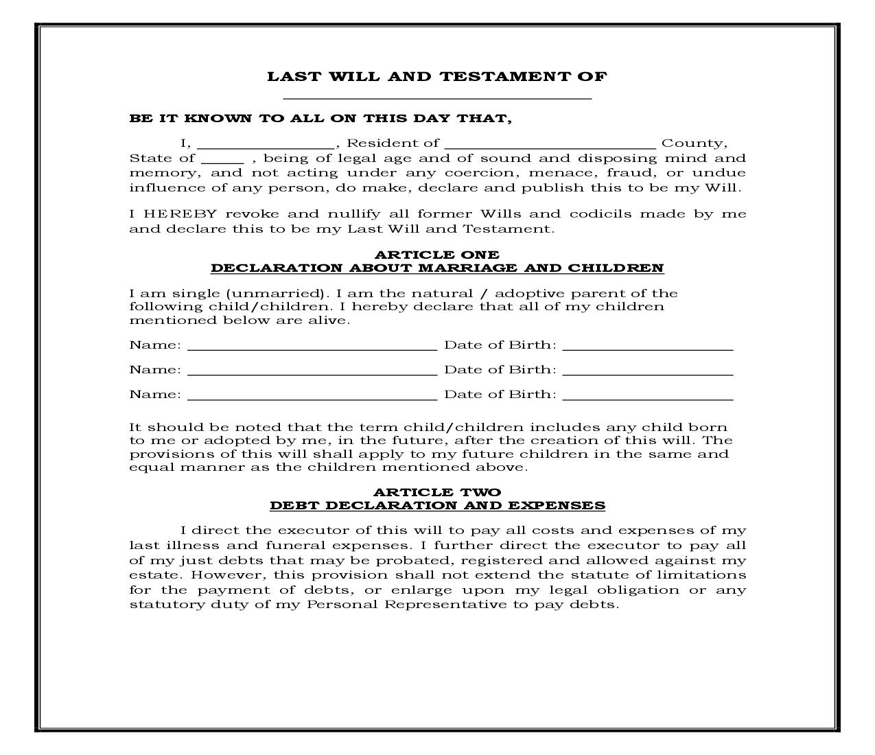 Single - Adult Children (Generic) {WILL 501} | Pdf Fpdf Docx | Legal Forms