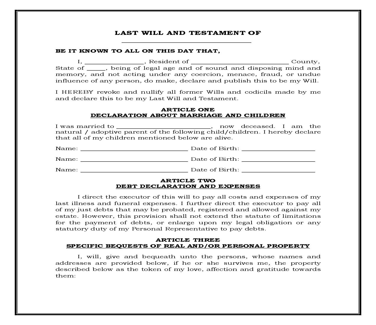 Widow-Widower - Adult Children (Generic) {WILL 601} | Pdf Fpdf Docx | Legal Forms