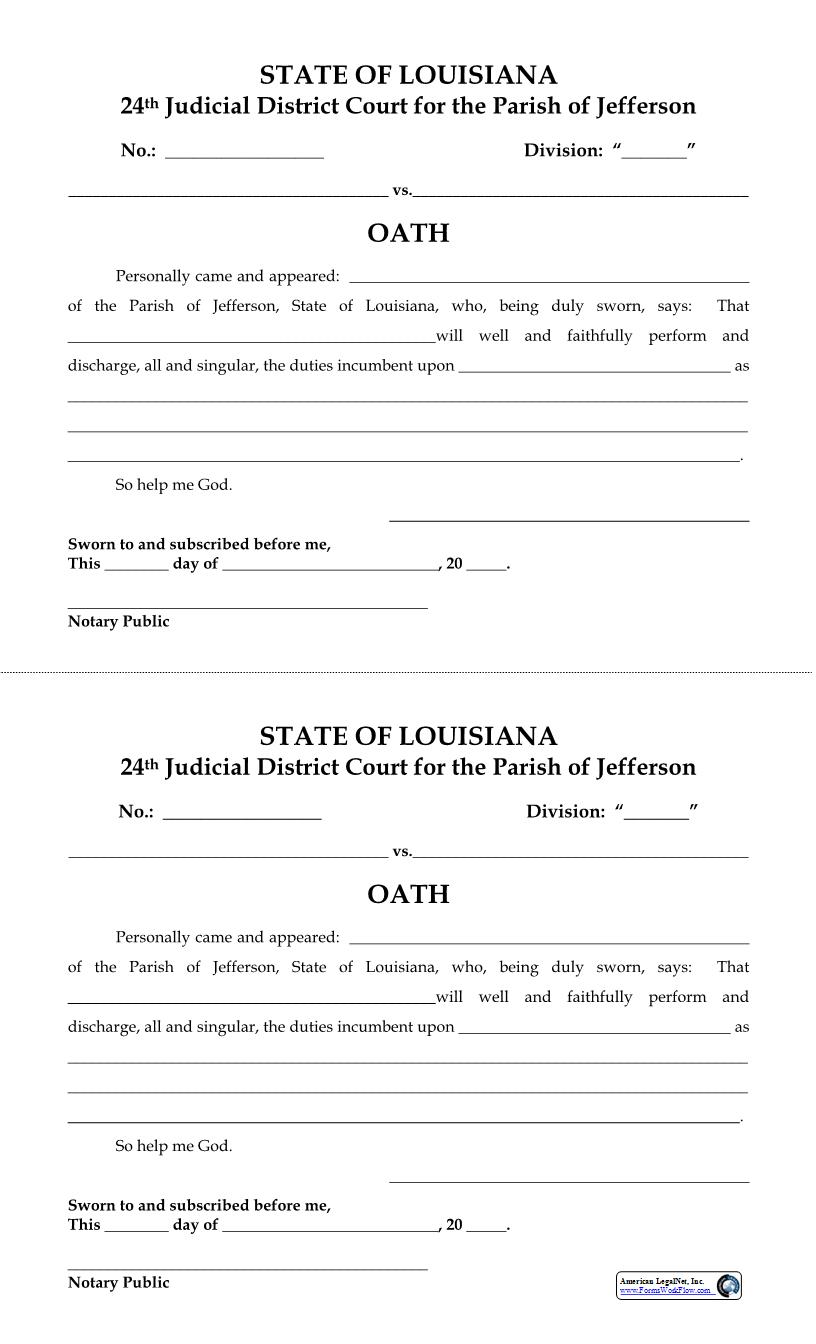 Oath | Pdf Fpdf Docx | Louisiana