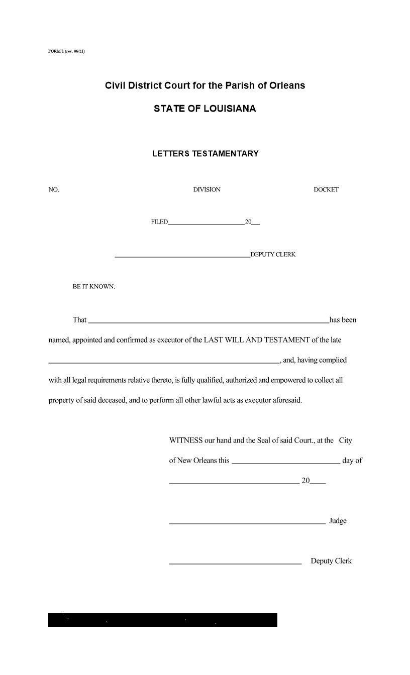 Letters Testamentary {1} | Pdf Fpdf Doc Docx | Louisiana