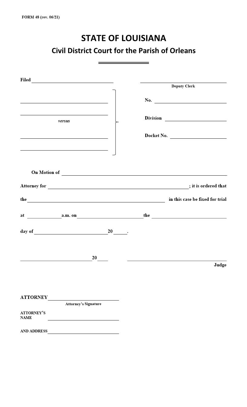 Motion (To Set For Trial) {48} | Pdf Fpdf Docx | Louisiana