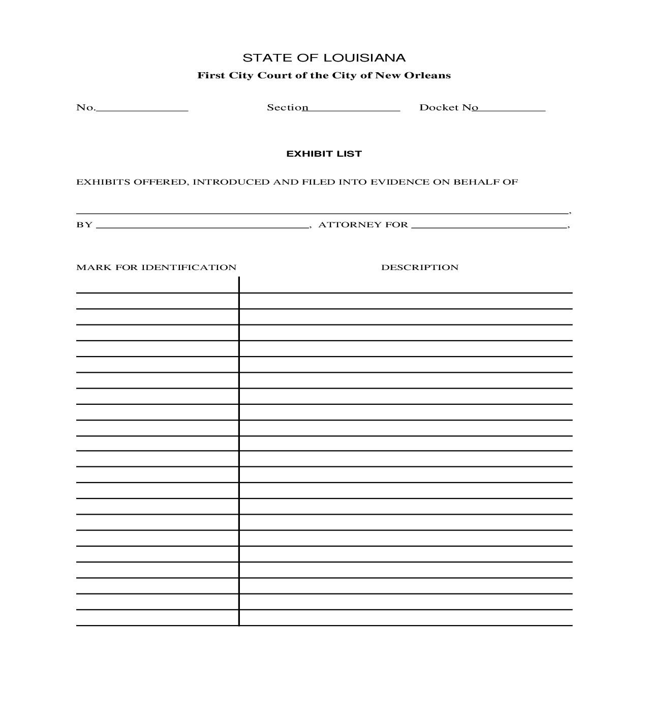 Exhibit List | Pdf Fpdf Doc Docx | Louisiana