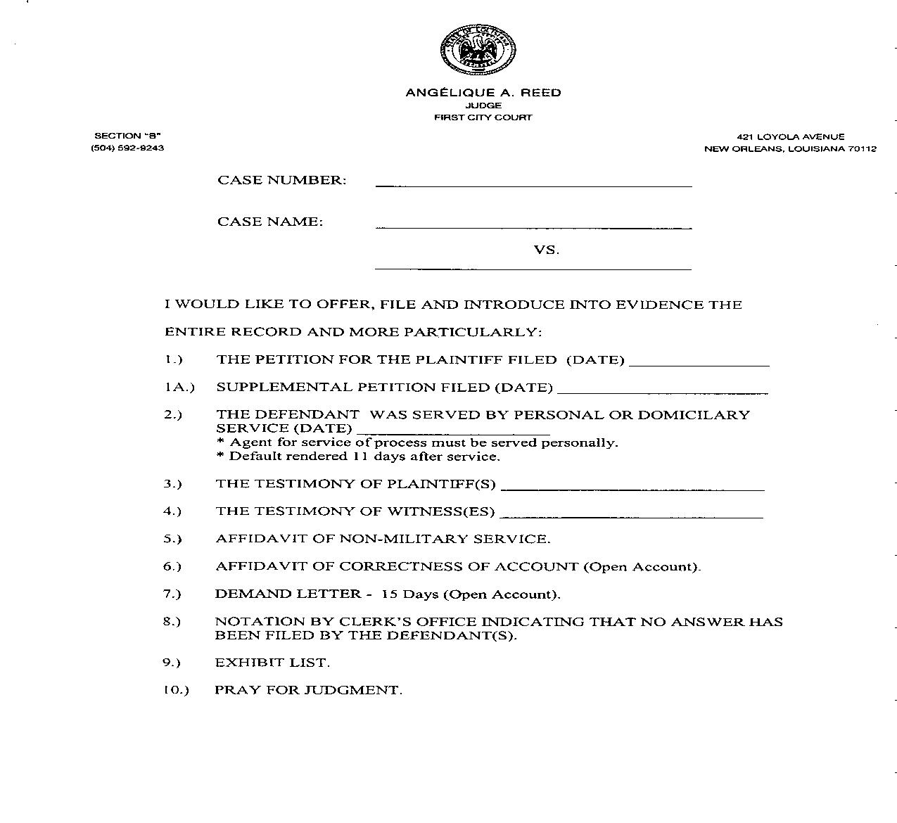 Section B Default Form | Pdf Fpdf Doc Docx | Louisiana
