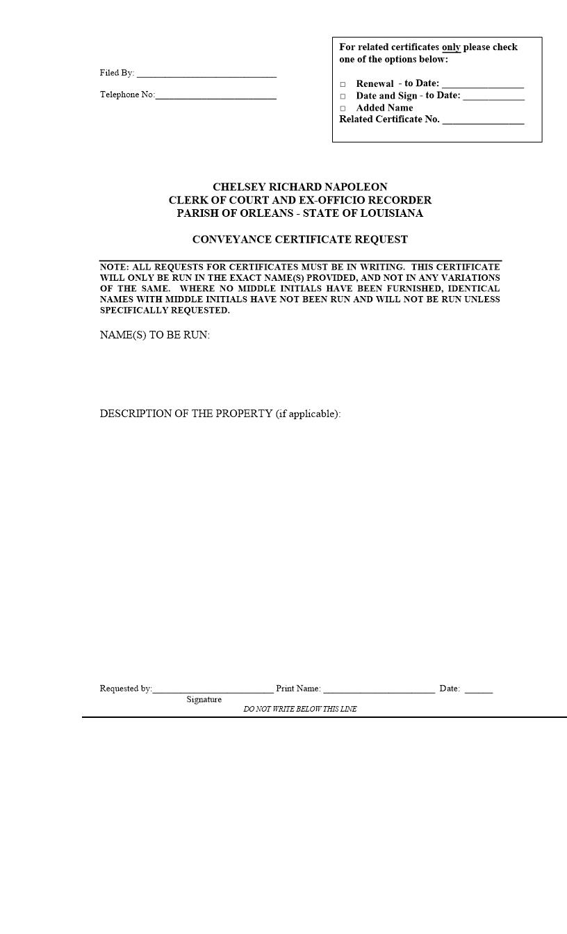 Conveyance Certificate Request | Pdf Fpdf Docx | Louisiana