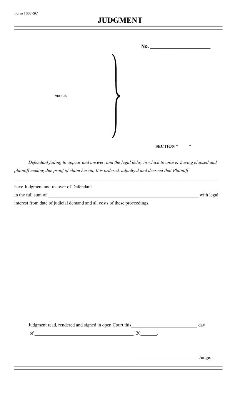 Judgment (Default) {1007-S} | Pdf Fpdf Docx | Louisiana