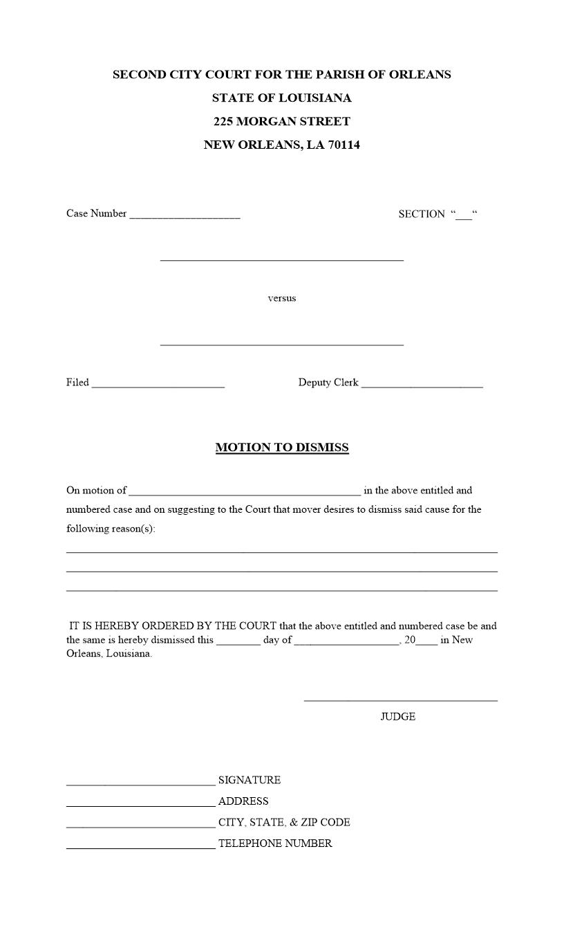 Motion To Dismiss | Pdf Fpdf Docx | Louisiana