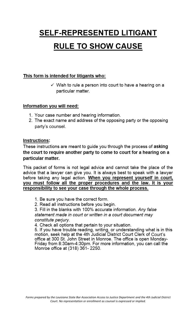Rule To Show Cause | Pdf Fpdf Docx | Louisiana