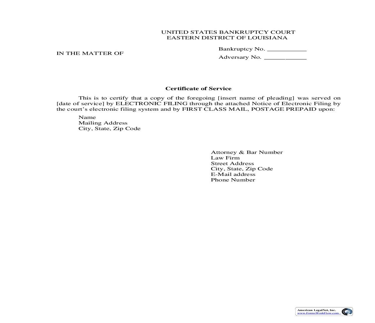 Certificate Of Service 1 | Pdf Fpdf Doc Docx | Louisiana