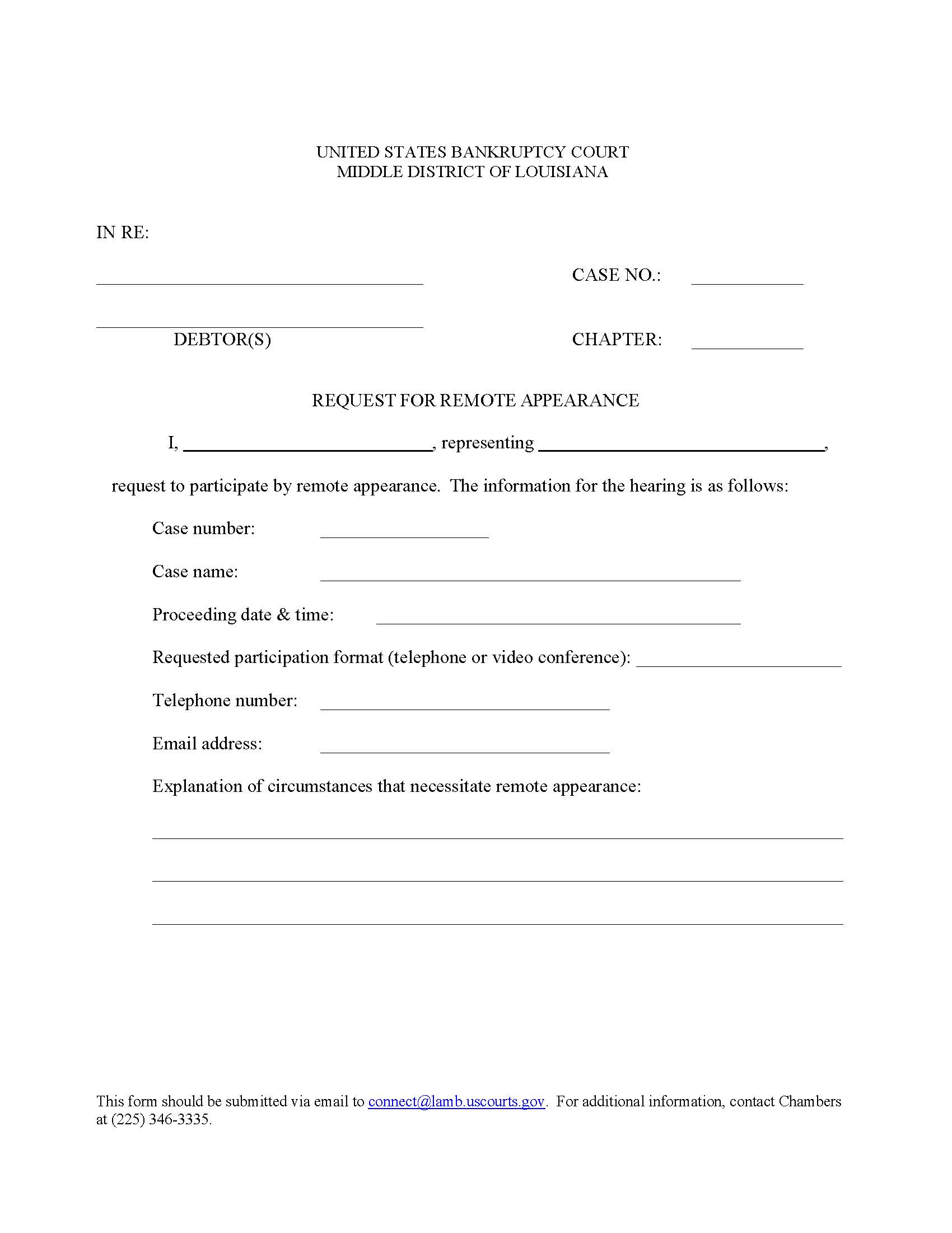 Request For Remote Appearance | Pdf Fpdf Docx | Louisiana