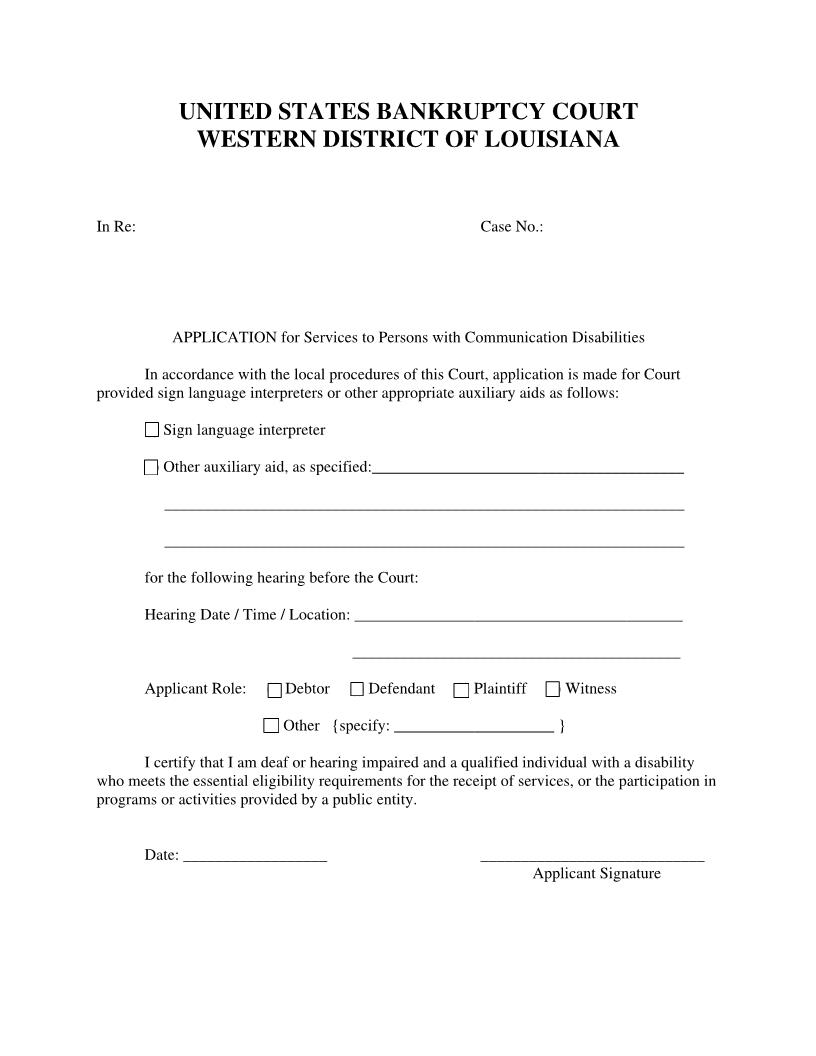 Application for Services To Persons With Communication Disabilities {LAWB ASPCD} | Pdf Fpdf Docx | Louisiana