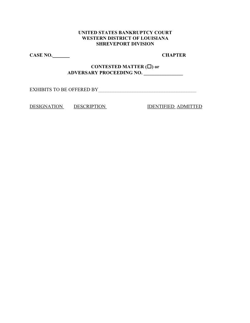 Exhibit List Western District | Pdf Fpdf Docx | Louisiana