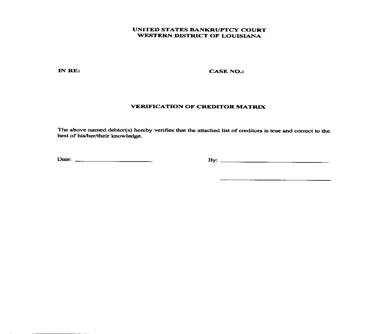 Verification Of Creditor Matrix | Pdf Fpdf Doc Docx | Louisiana