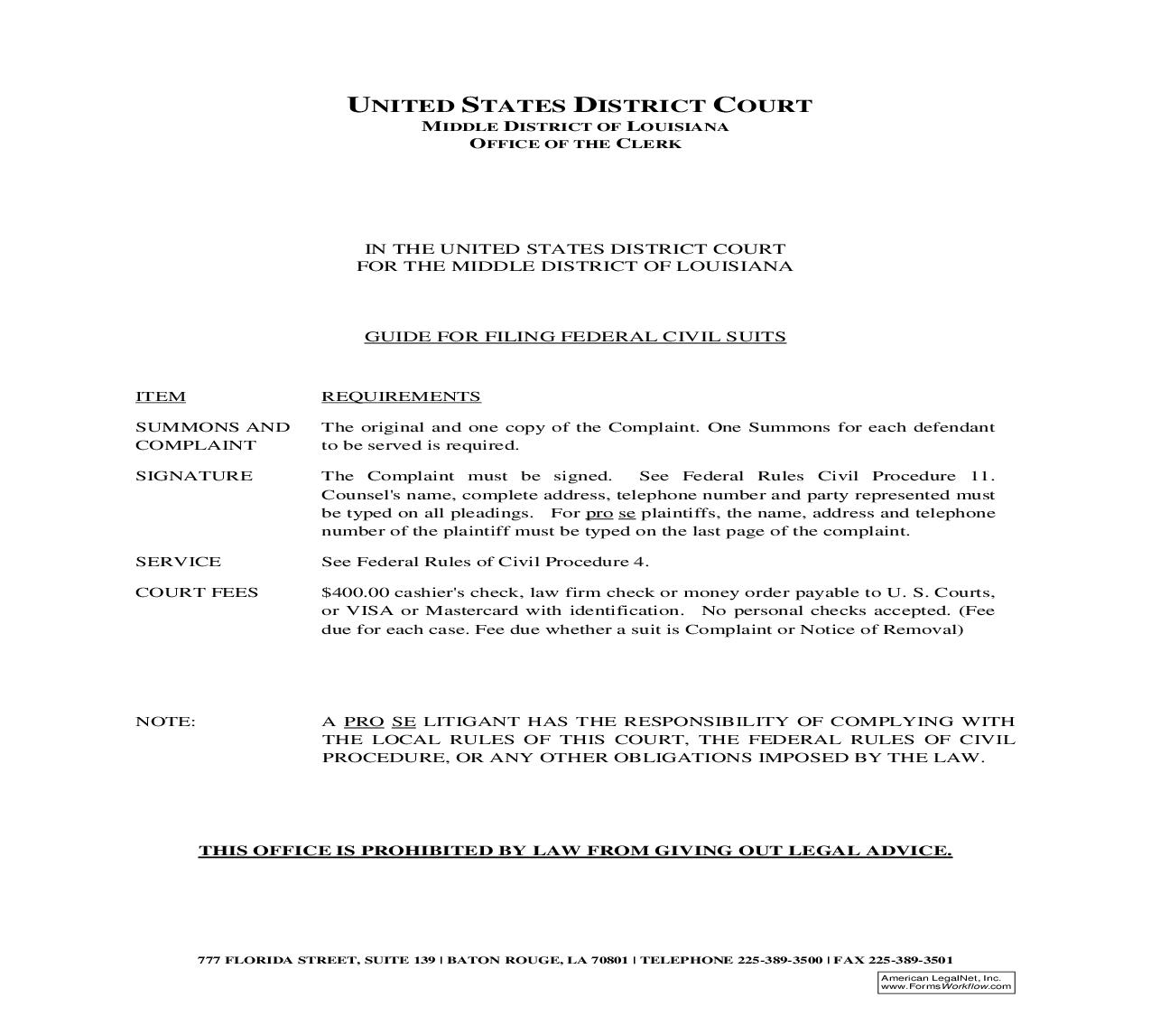 Complaint (Civil Action) | Pdf Fpdf Doc Docx | Louisiana