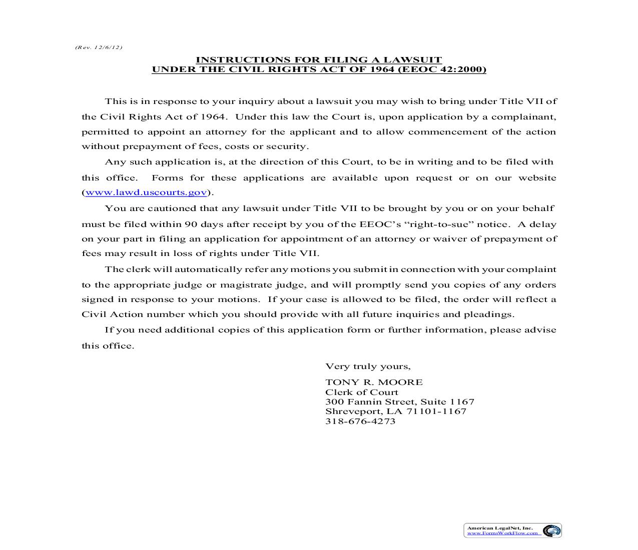 Complaint Under Section 706(f) Of Civil Rights Act Of 1964 | Pdf Fpdf Doc Docx | Louisiana