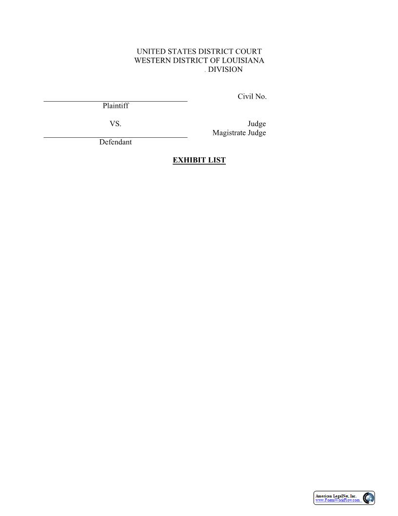 Exhibit List (Judge James Judge Doughty) | Pdf Fpdf Docx | Louisiana
