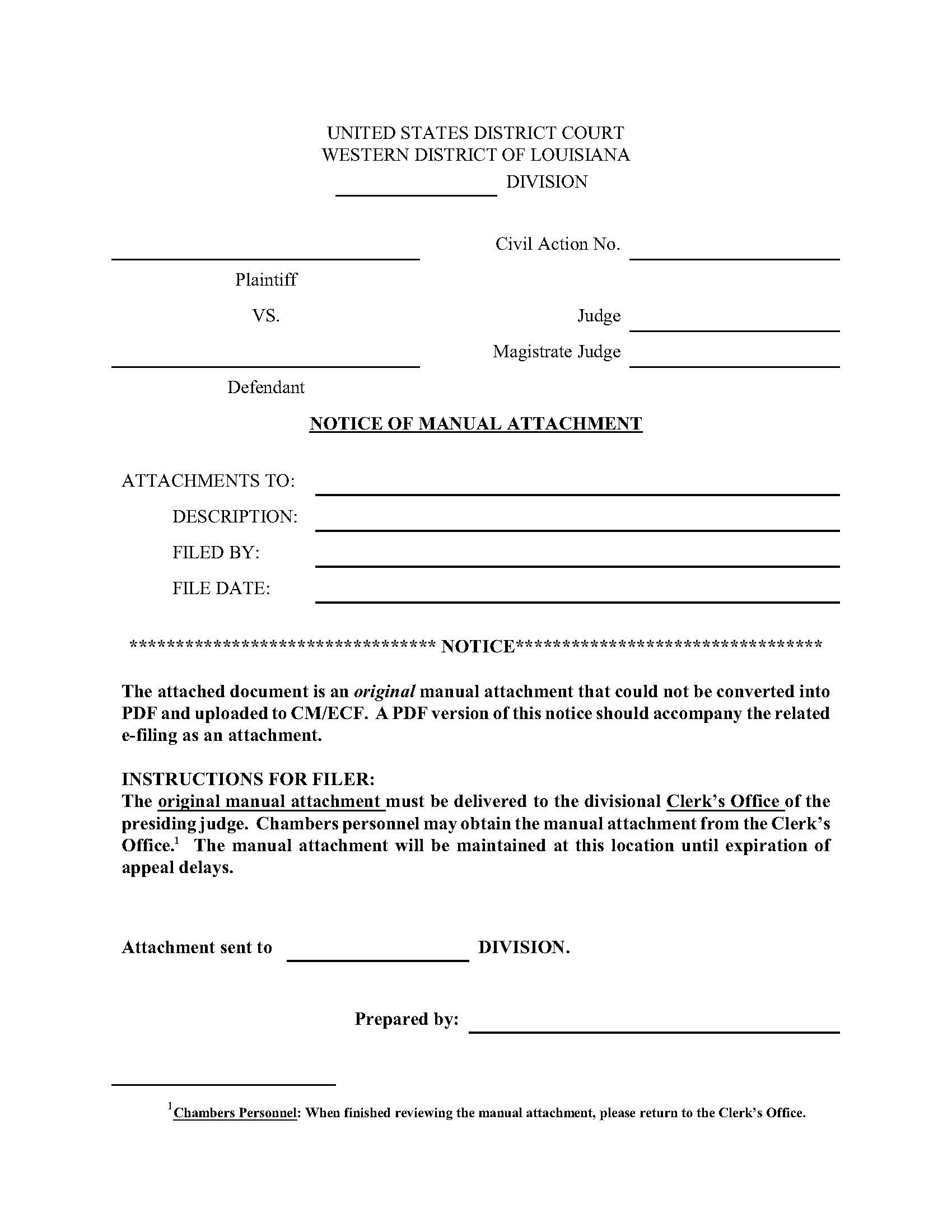 Notice Of Manual Attachment Civil | Pdf Fpdf Docx | Louisiana