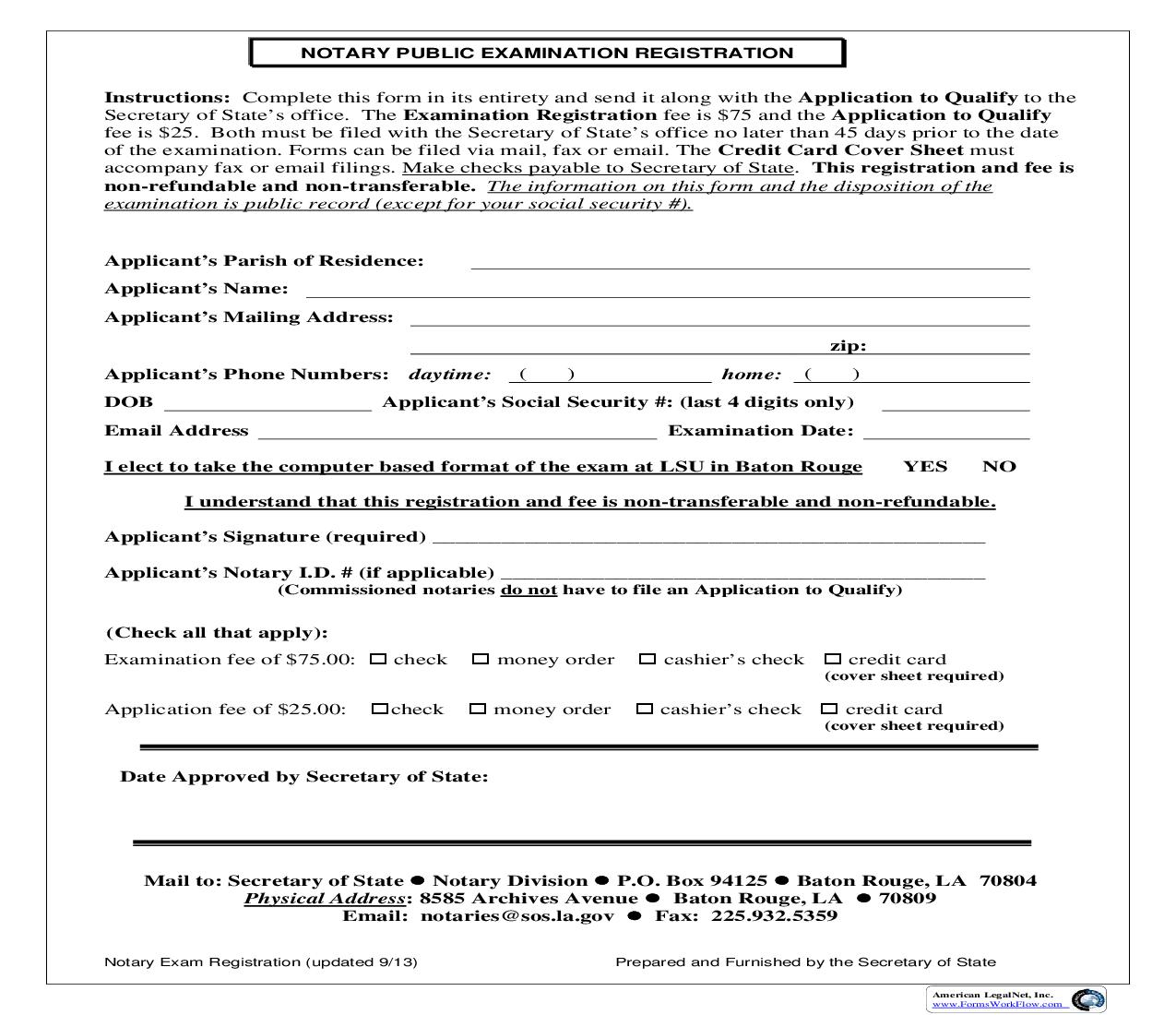 Notary Public Examination Registration | Pdf Fpdf Doc Docx | Louisiana