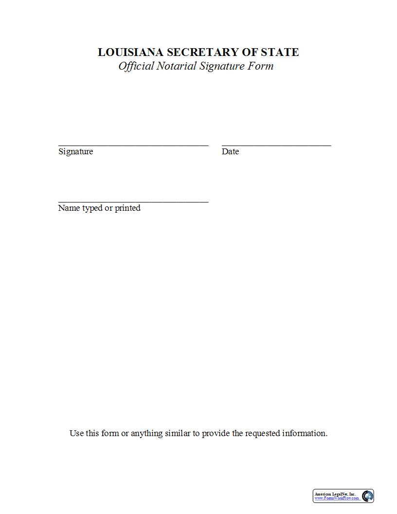 Official Notarial Signature Form | Pdf Fpdf Docx | Louisiana