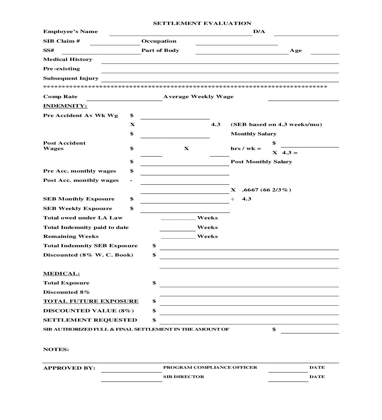 Settlement Evaluation | Pdf Fpdf Doc Docx | Louisiana