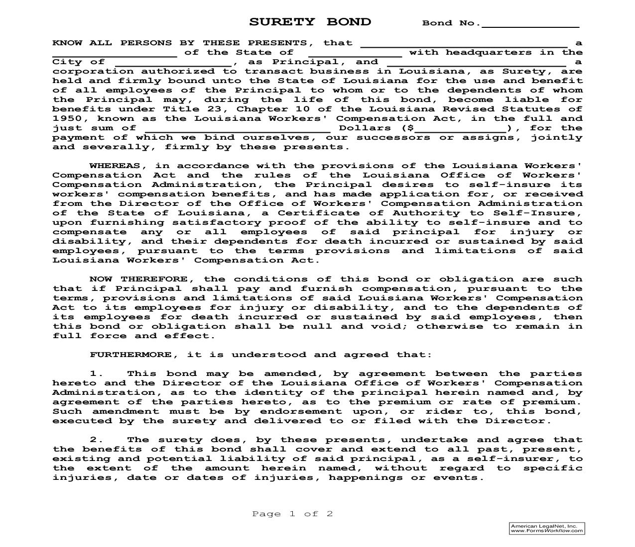 Surety Bond | Pdf Fpdf Doc Docx | Louisiana