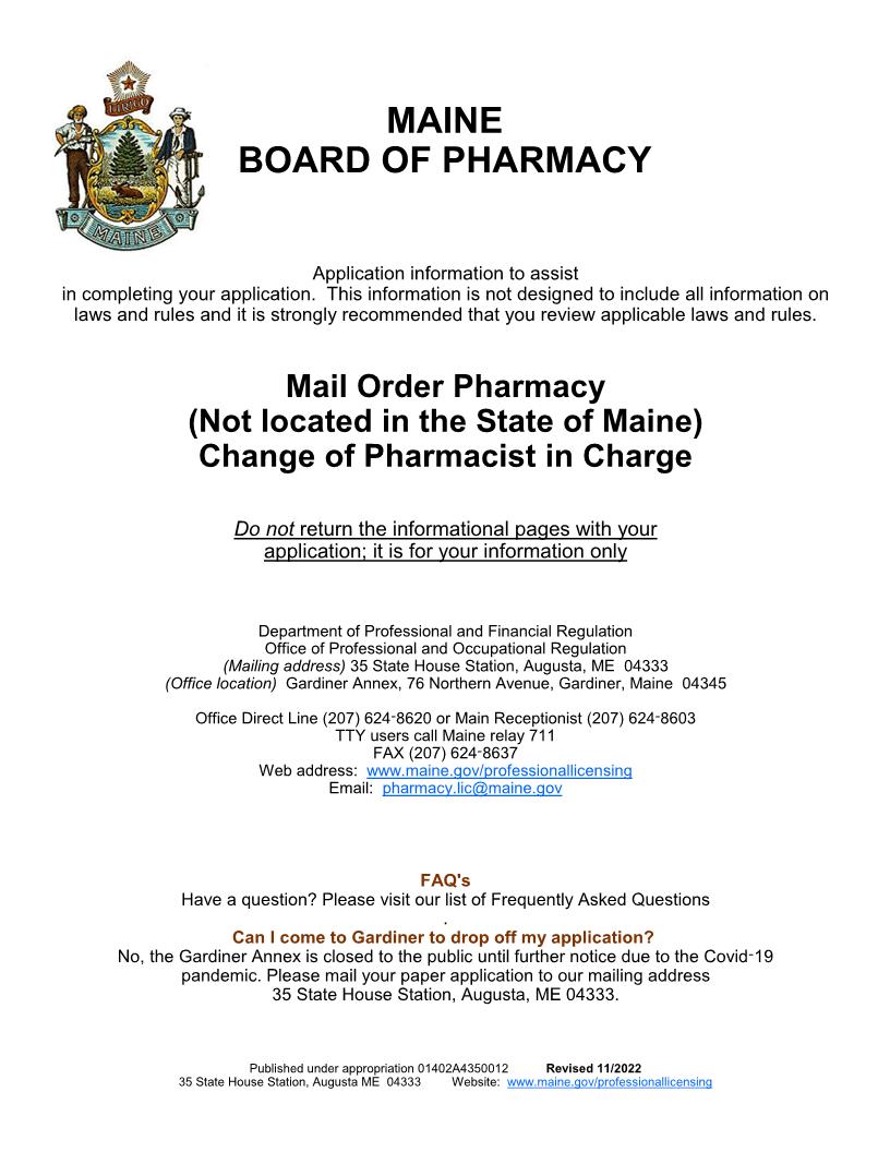 Mail Order Pharmacy Application | Pdf Fpdf Doc Docx | Maine