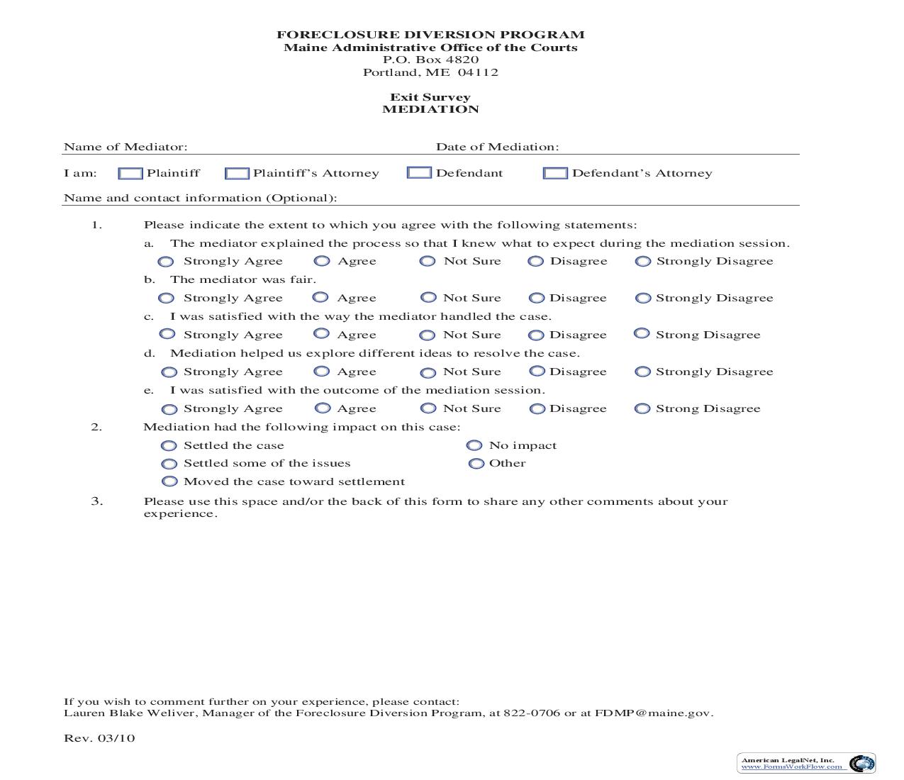 Exit Survey Mediation | Pdf Fpdf Doc Docx | Maine