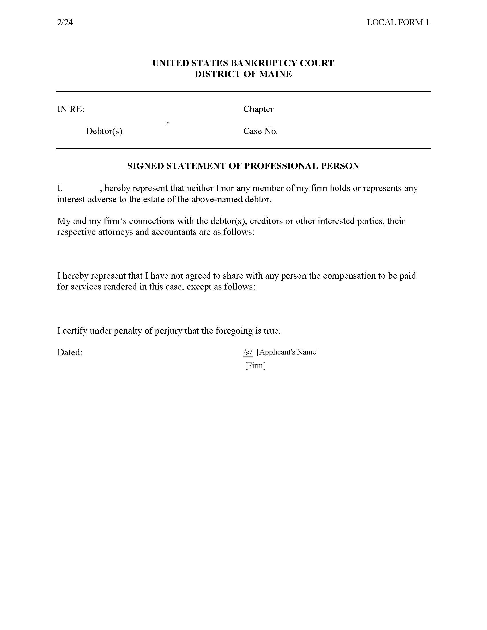 Affidavit Of Professional Person | Pdf Fpdf Doc Docx | Maine