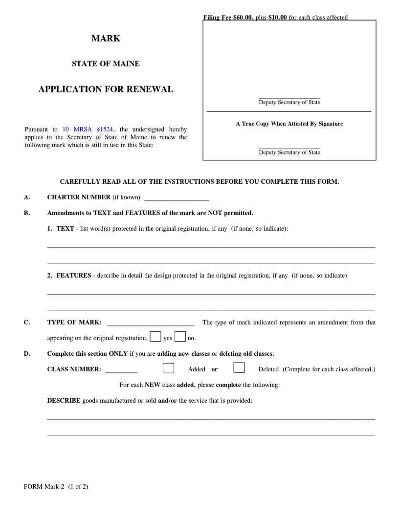 Application For Renewal {MARK-2} | Pdf Fpdf Doc Docx | Maine