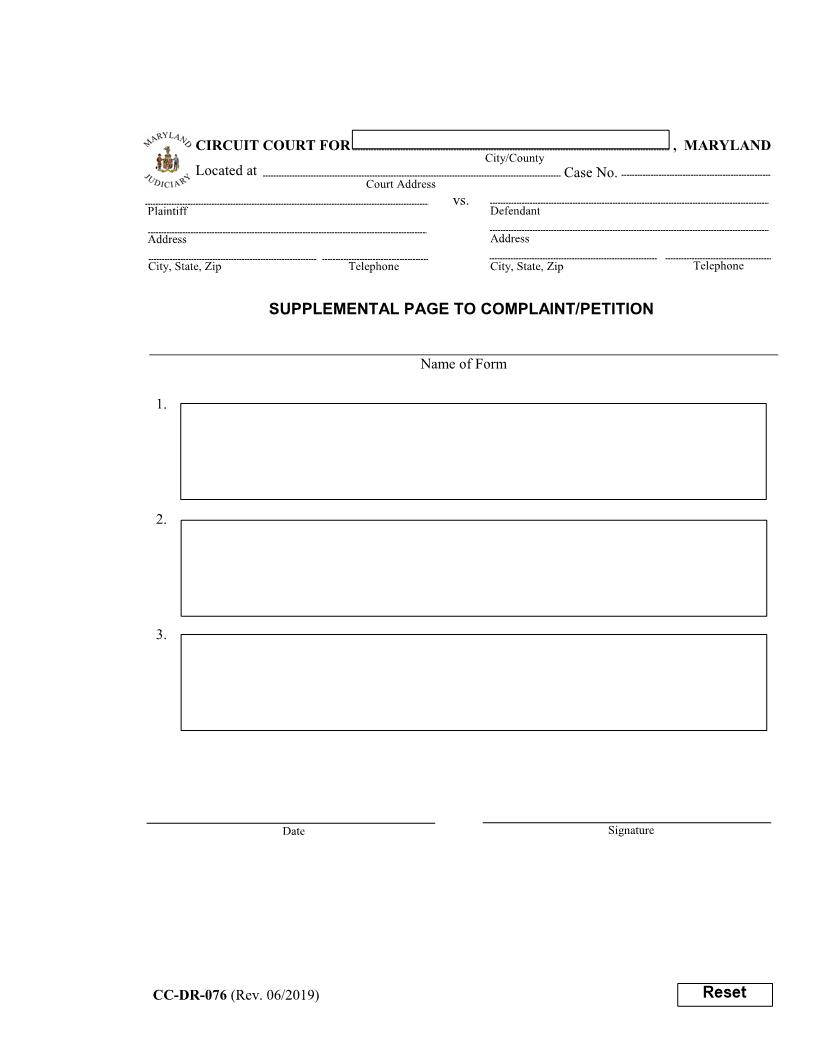 Supplemental Page {DR-76} | Pdf Fpdf Doc Docx | Maryland