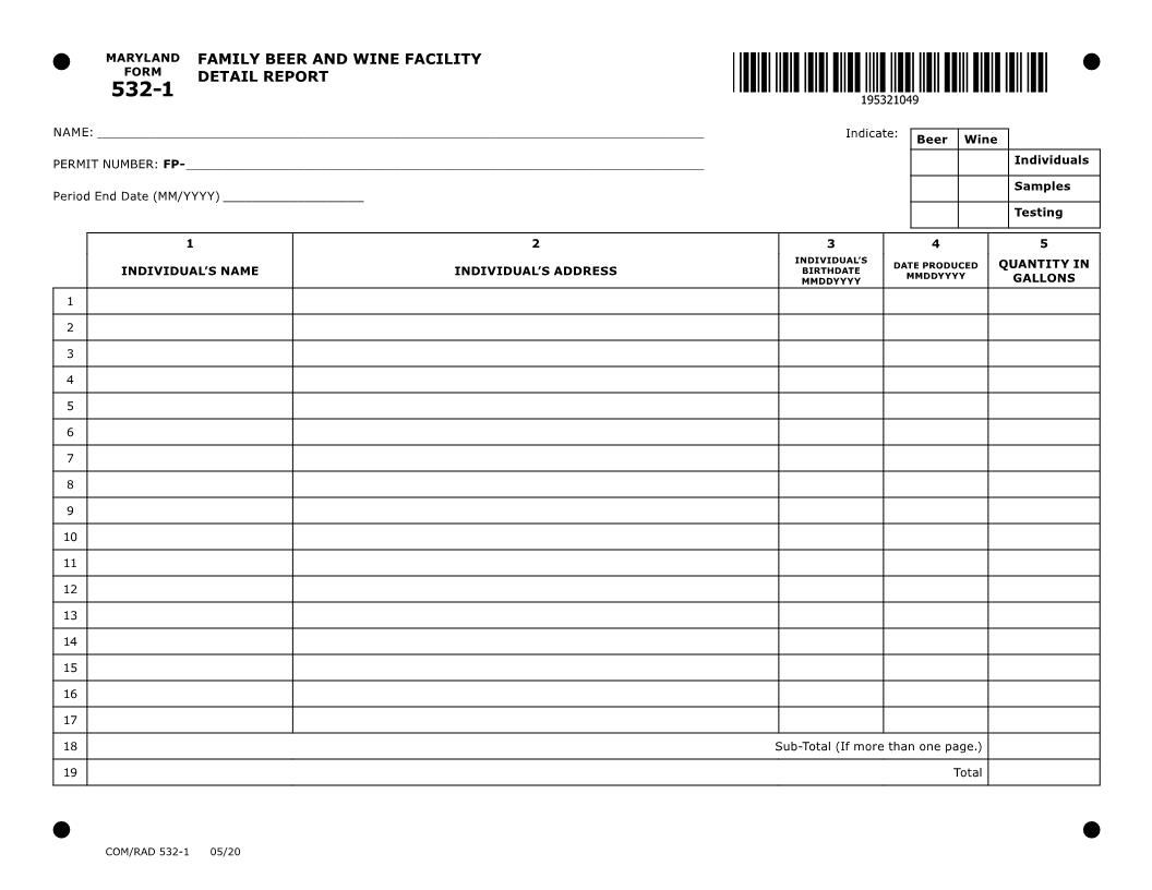 Family Beer And Wine Facility Detail Report {RAD-532-1} | Pdf Fpdf Doc Docx | Maryland