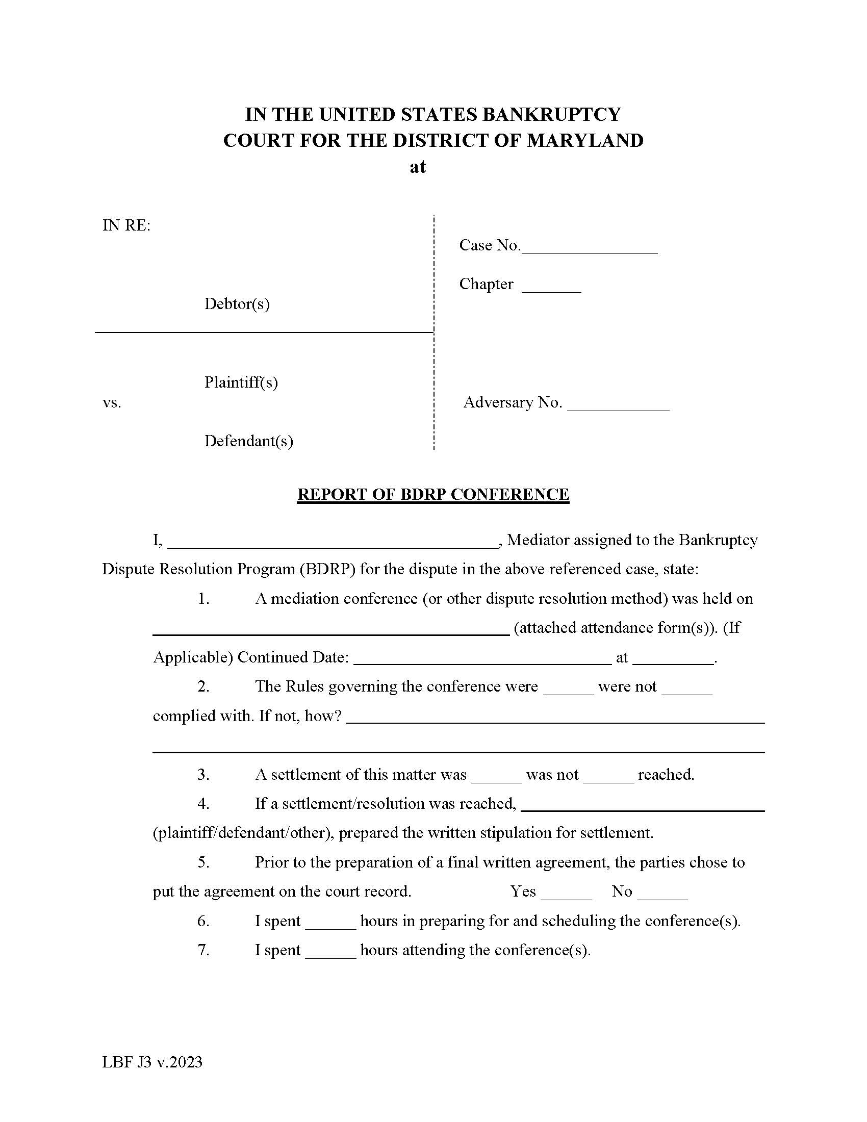 Report Of Bdrp Conference {LBF J-3} | Pdf Fpdf Doc Docx | Maryland