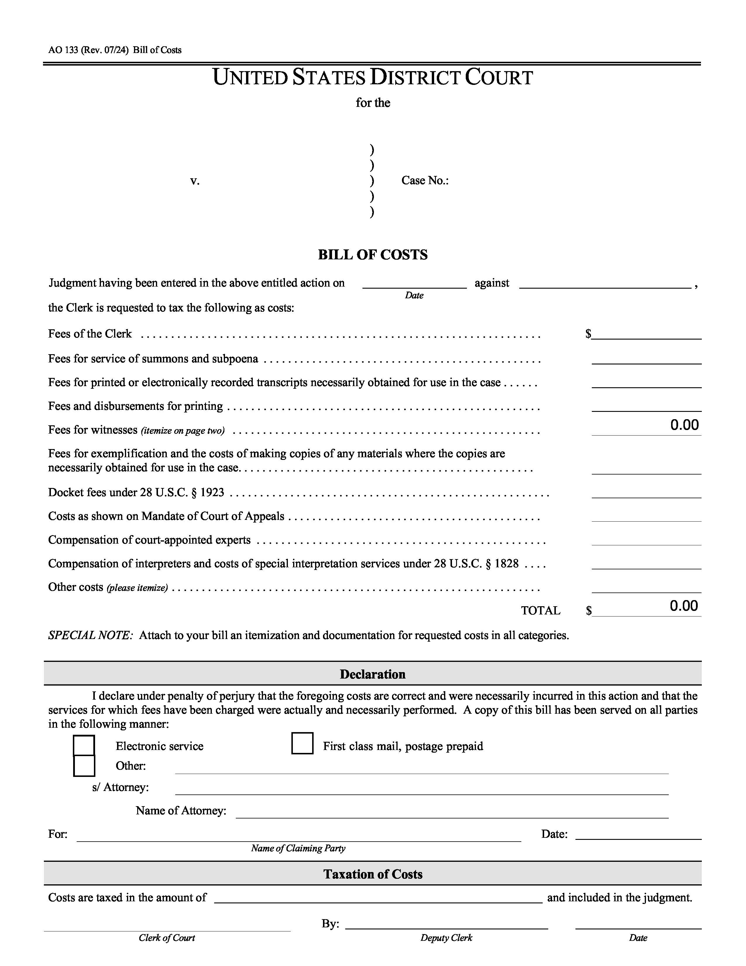 Bill Of Costs | Pdf Fpdf Doc Docx | Maryland