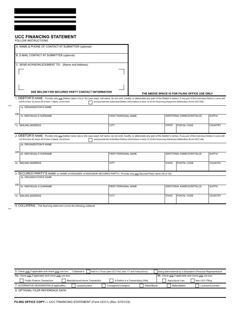 UCC1 Financing Statement (National) {UCC1} | Pdf Fpdf Doc Docx | Maryland