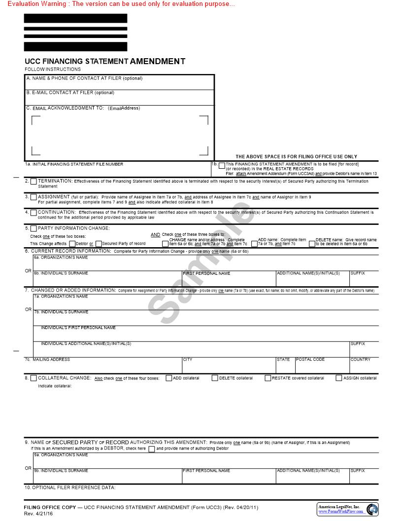 UCC3 Financing Statement Amendment (National) {UCC3} | Pdf Fpdf Doc Docx | Maryland