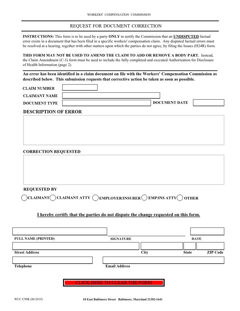 Request For Document Correction {C90R} | Pdf Fpdf Doc Docx | Maryland
