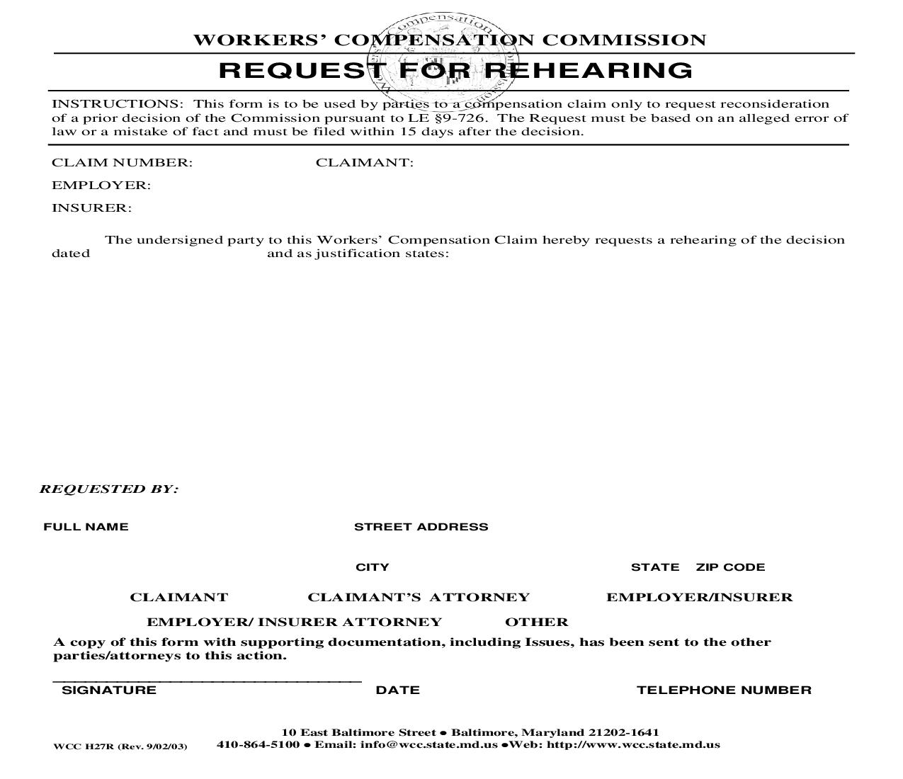 Request For Rehearing {H27R} | Pdf Fpdf Doc Docx | Maryland