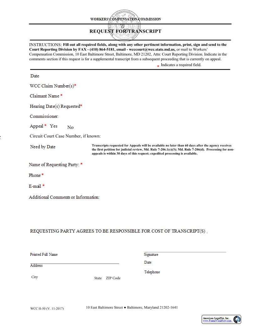 Request For Transcript {H-50} | Pdf Fpdf Docx | Maryland