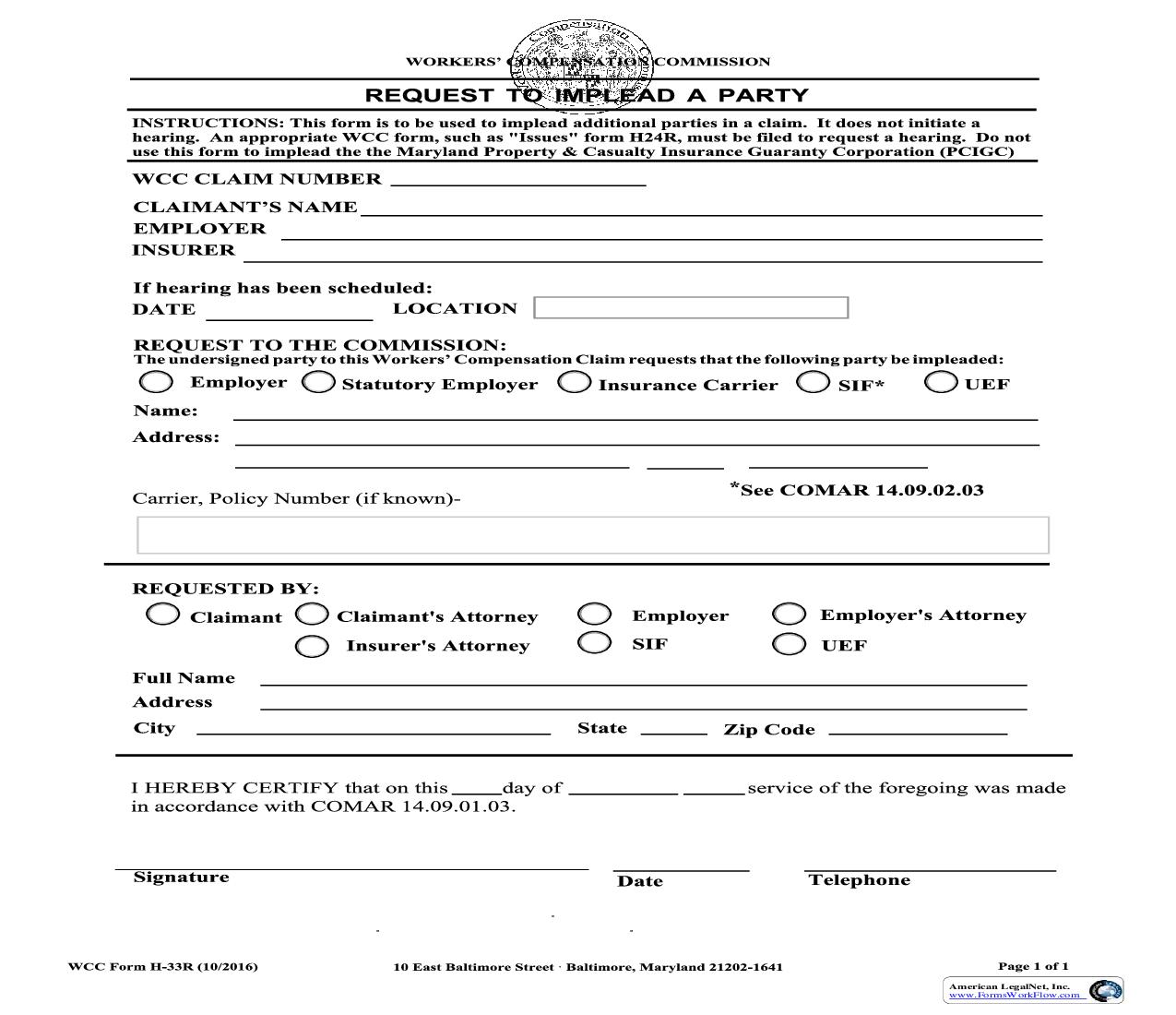 Request To Implead A Party {H33R} | Pdf Fpdf Doc Docx | Maryland