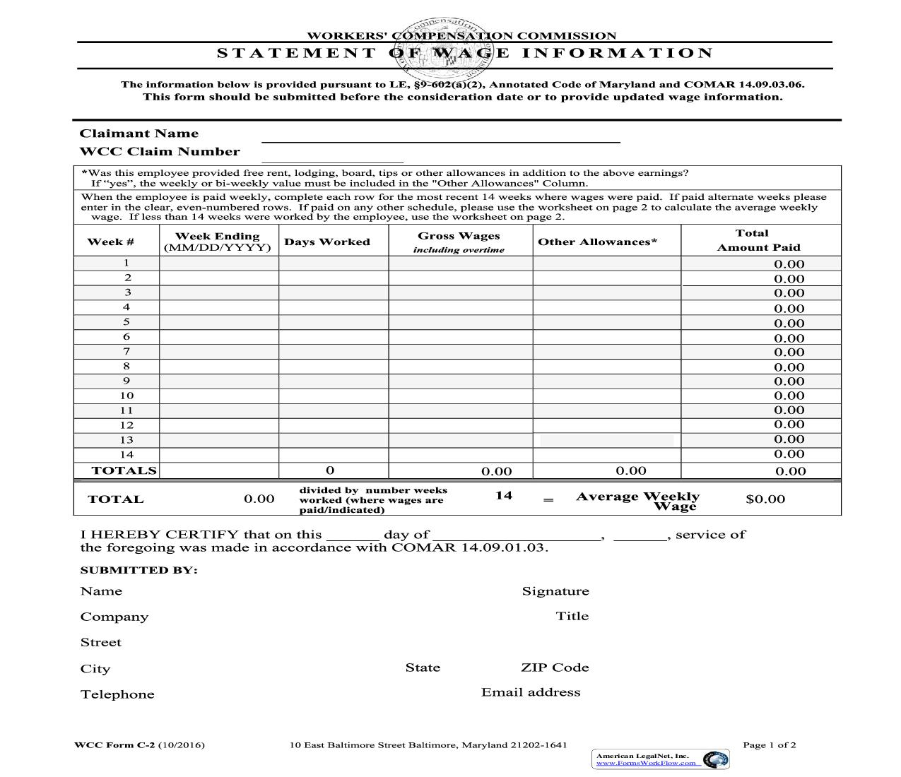 Statement Of Wage Information | Pdf Fpdf Doc Docx | Maryland