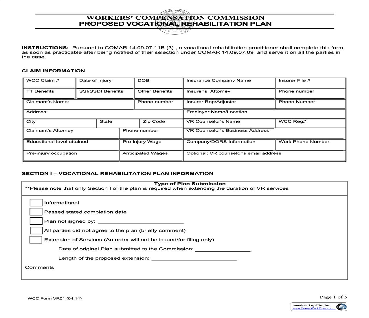 Proposed Vocational Rehabilitation Plan {VR-1} | Pdf Fpdf Doc Docx | Maryland