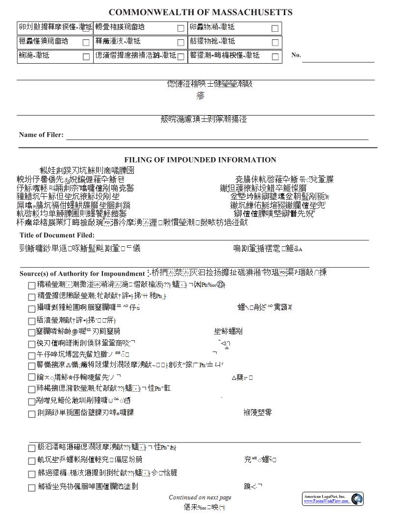 Filing Of Impounded Information | Pdf Fpdf Docx | Massachusetts