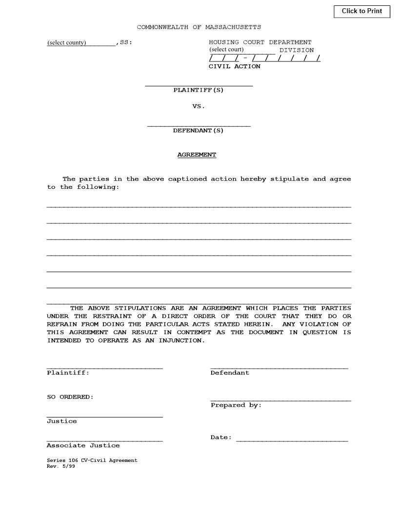 Civil Agreement | Pdf Fpdf Docx | Massachusetts