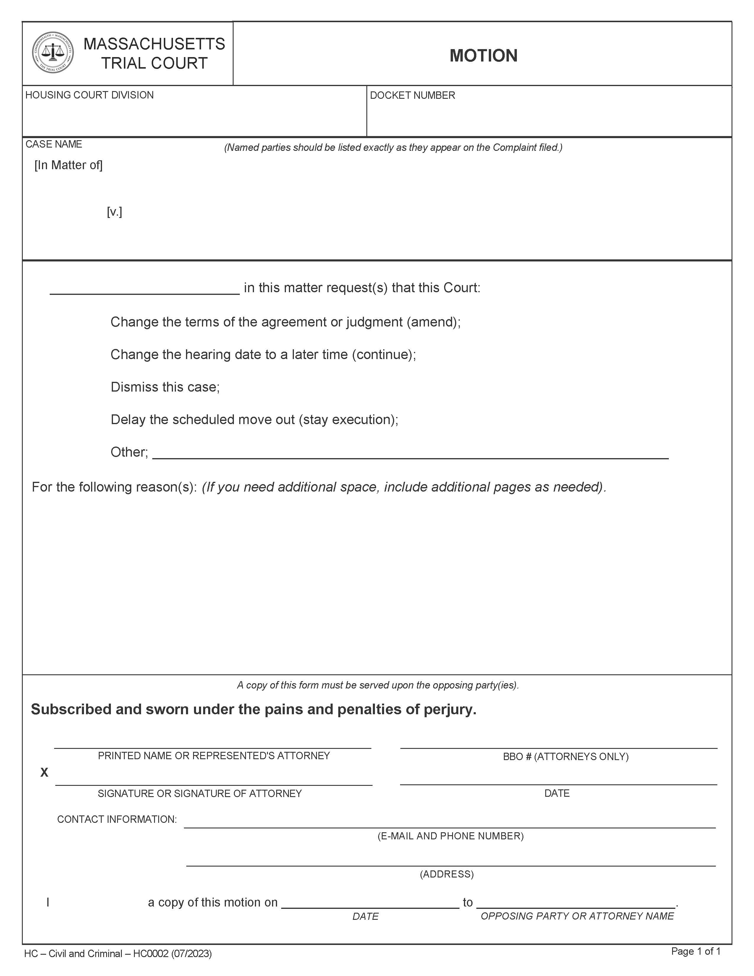 Motion | Pdf Fpdf Doc Docx | Massachusetts