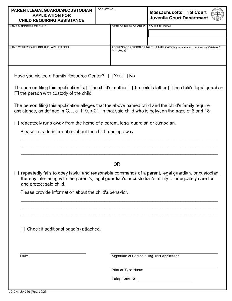 CRA Application-Runaway Stubborn {JV-086} | Pdf Fpdf Docx | Massachusetts