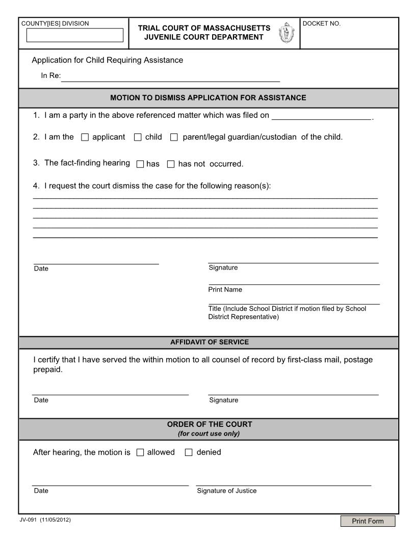 CRA Motion To Dismiss {JV-091} | Pdf Fpdf Docx | Massachusetts