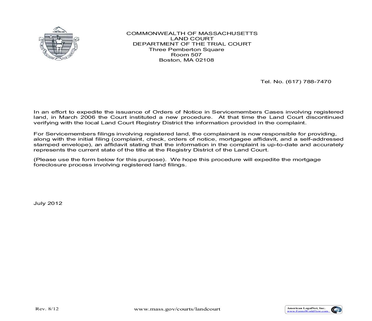 Registered Land Affidavit | Pdf Fpdf Doc Docx | Massachusetts