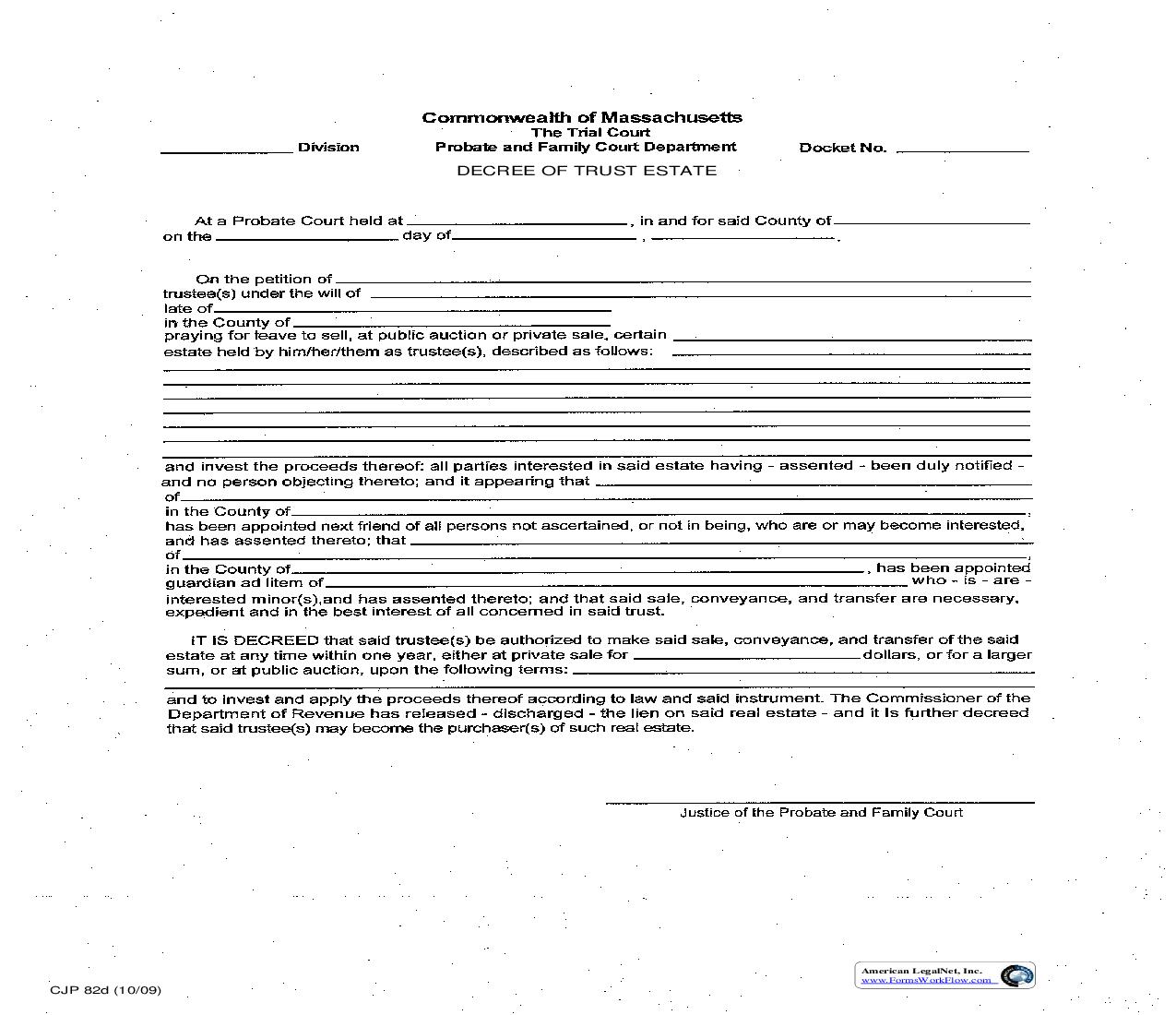 Decree Of Trust Estate {CJP 82d} | Pdf Fpdf Doc Docx | Massachusetts