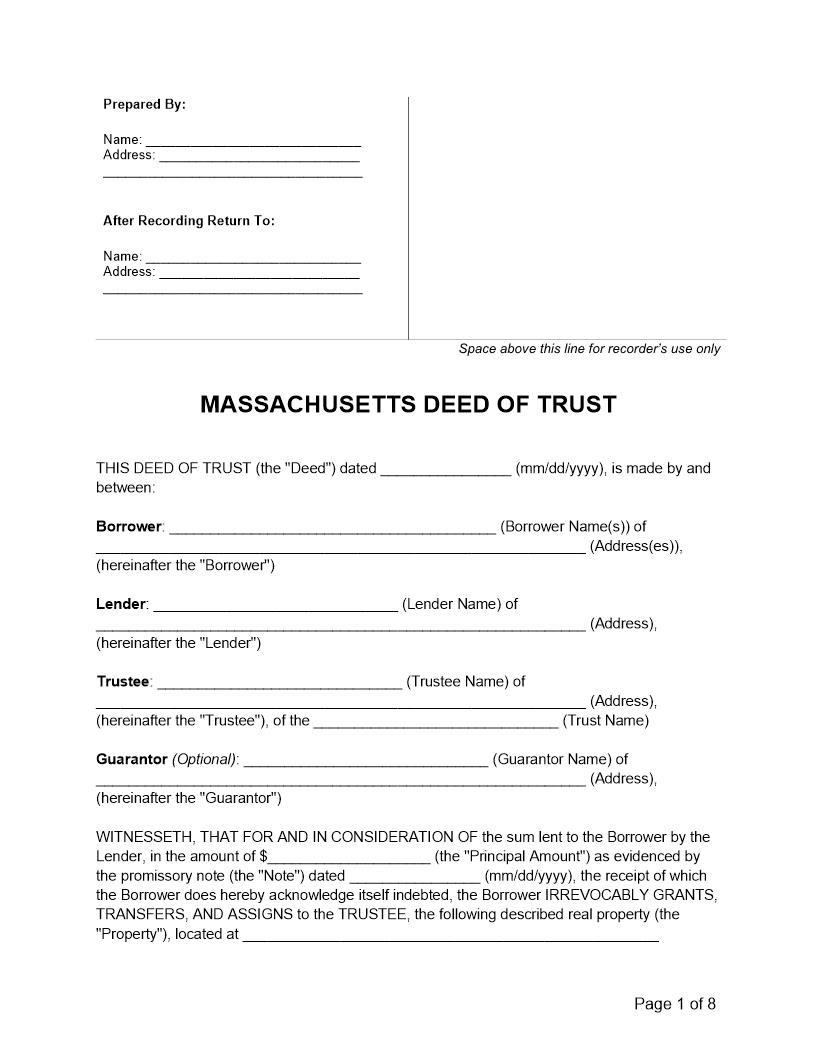 Trustee Deed | Pdf Fpdf Docx | Massachusetts