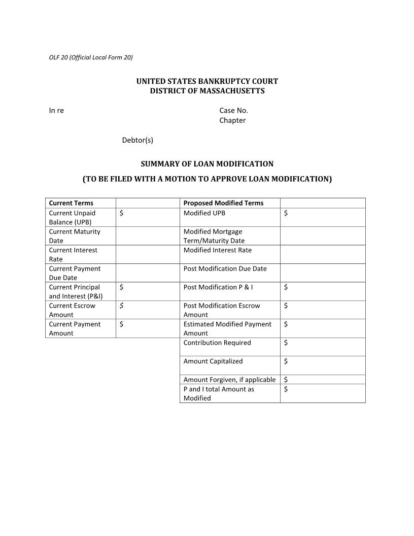Summary Of Loan Modification {20} | Pdf Fpdf Docx | Massachusetts